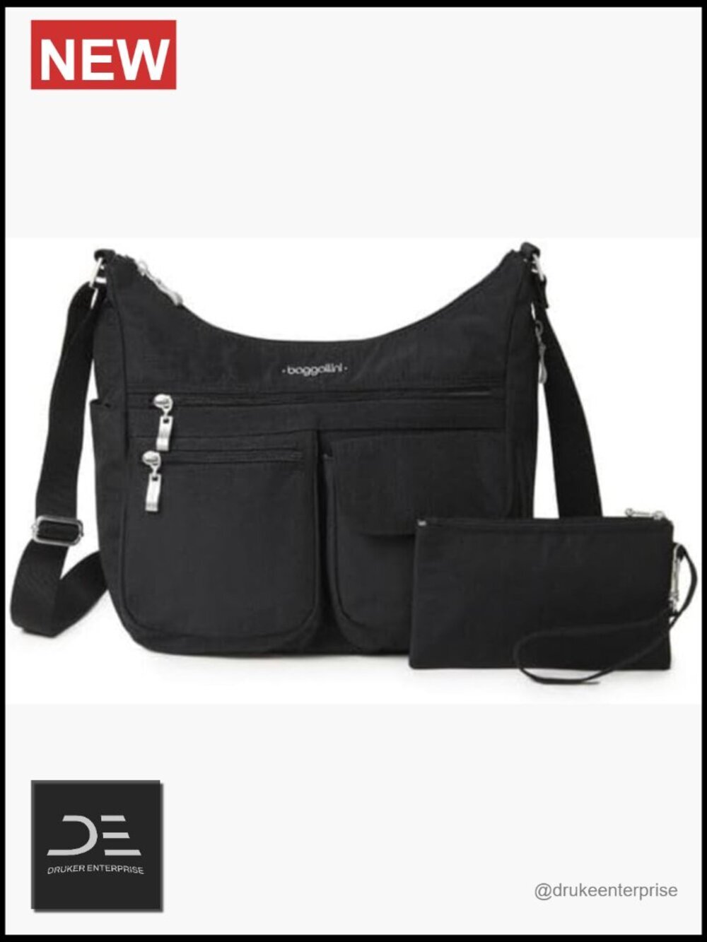 Everywhere Bag Crossbody Hobo Lightweight Nylon Travel Bag with RFID Wristlet
